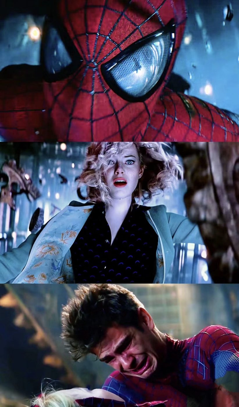 Andrew Garfield as Spider-Man in his red and blue suit
